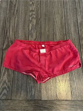 Abercrombie & Fitch Y2K RARE Red Cotton Sleep Shorts w/Embroidered Detail Size:S